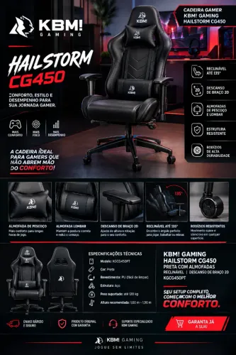 CADEIRA GAMER KBM! GAMING ? CONFORTO, ESTILO E PERFORMANCE