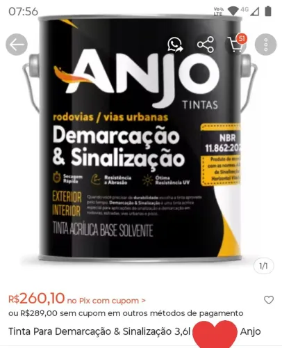 Tinta anjo pra demarcaçao, vermelho