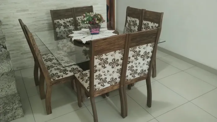 Mesa de jantar de vidro 1,50X 1,50