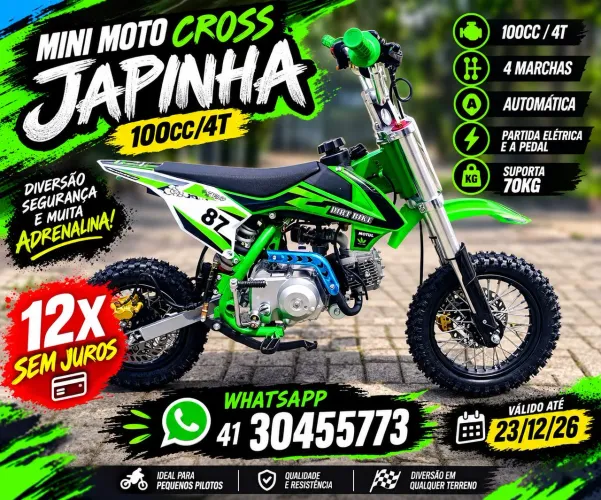 MINI MOTO CROSS 100CC/4T DIA DAS CRIANÇAS