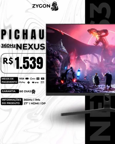 [S/ NOVO] Monitor Gamer 27" 360Hz 1ms Pichau Nexus S360 - 60 D