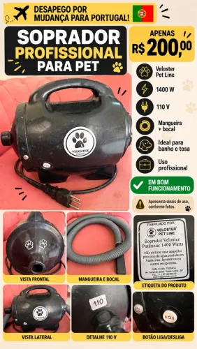 Soprador Profissional Veloster Pet Line 1400W