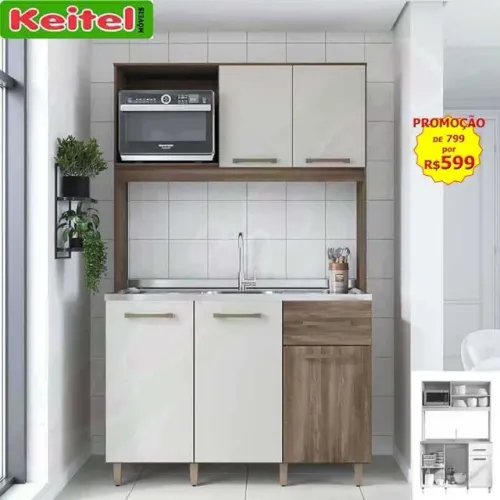 kit Cozinha Compacta Sara Naturale / Off White