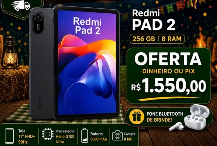 Tablet Xiaomi REDMI PAD 2 8 RAM / 256 GB verde/roxo + fone