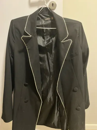 Maxi blazer feminino com strass