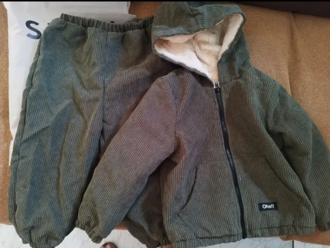 Conjunto de casaco para inverno infantil forrado