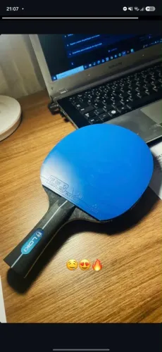 Raquete Tênis de Mesa Loki K5000 Azul + Borrachas Rxton-1 (Apenas 2 meses de uso)