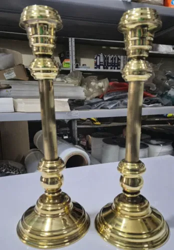 Par castiçal antigos latão dourado