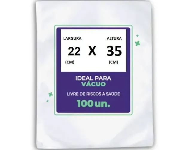Embalagem Saco a Vácuo Plástico 22x35x0,12 pct 100 Unid