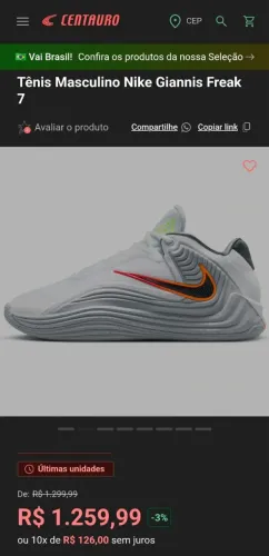 Tênis Original Nike Giannis Freak 7 n.41/40