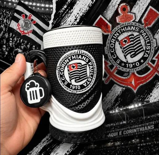 Kit 3 porta copos personalizado de time - acompanha copo inox 500ml
