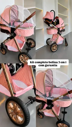 CARRINHO DE BEBÊ BOLINA 3 EM 1 LUXO COMPLETO