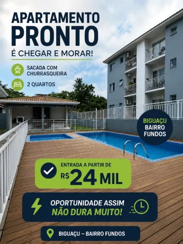 Apartamento em Biguaçu, 2 quartos pronto com entrada a partir de R$24.000,00