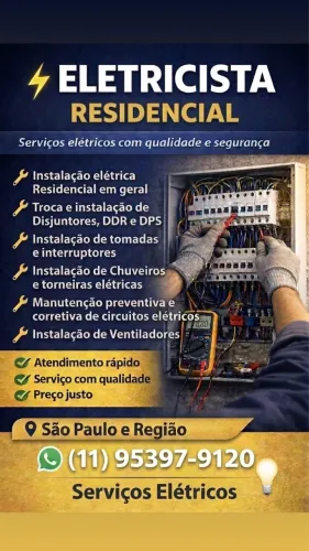 Serviços elétricos - Eletricista Residencial 