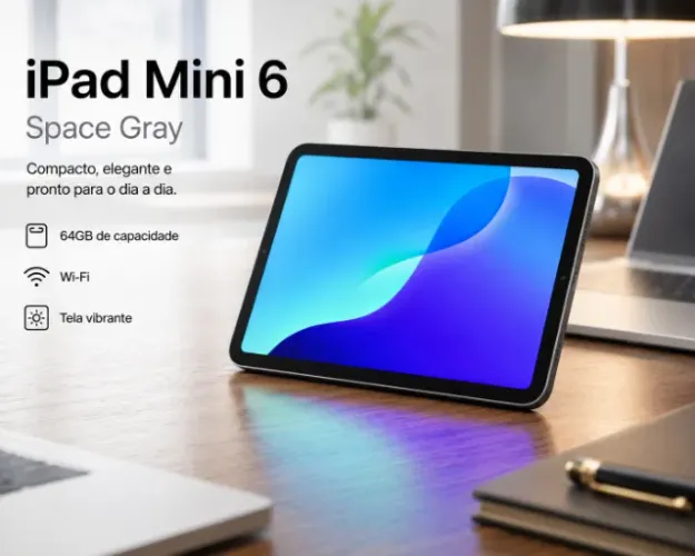 Apple iPad Mini 6 (64GB) Space Gray + Capa Smart Folio original Apple