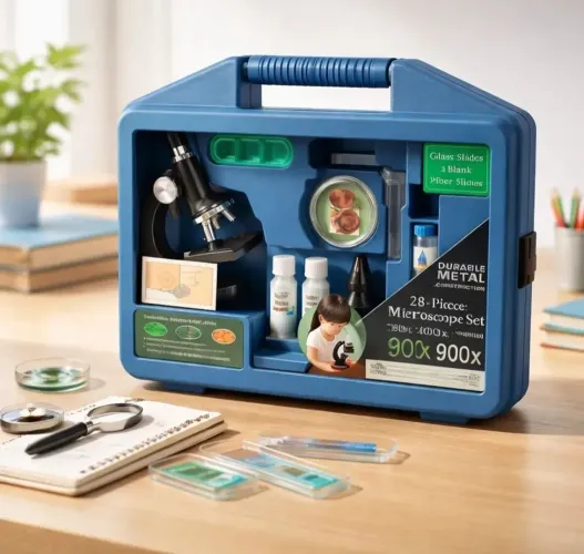Microscópio infantil brinquedo educativo -  28 peças-  amplia até 900x