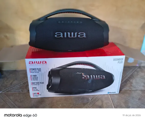 caixa de som boombox aiwa aws bbs 01b 200w ip66 30hs