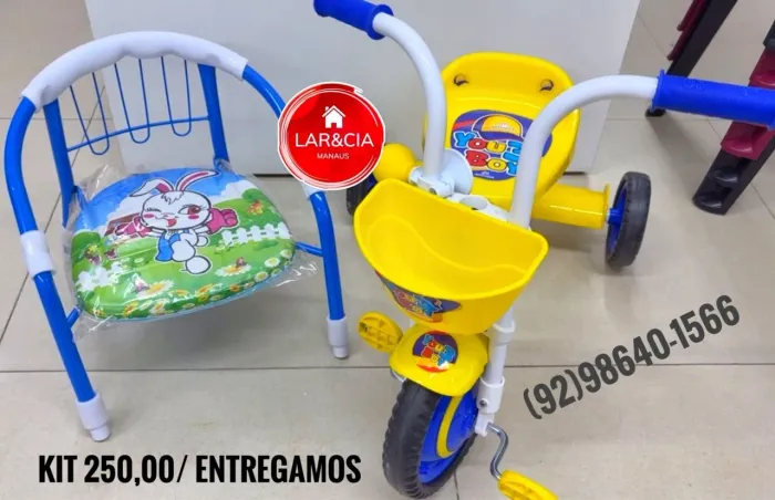 Kit triciclo + cadeirinha. Entrega gratis