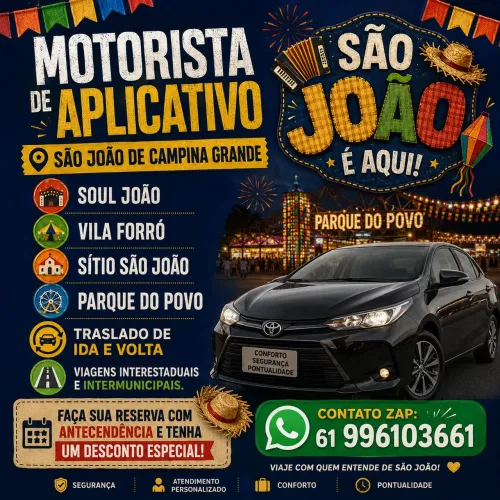 Motorista Particular, motorista aplicativo, São João de Campina Grande, Soul João e Vila