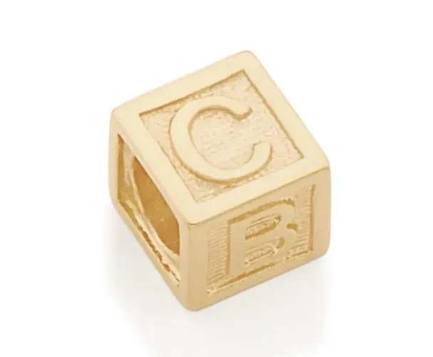 BERLOQUE BANHADO A OURO 18K NO FORMATO DE CUBO ABC E ESTRELA