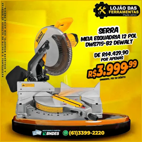 Serra Meia Esquadria 12 Polegadas DWS715-b2 Dewalt