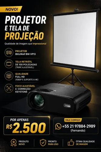 Projetor e tela profissional