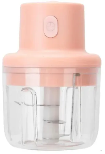 2 Mini Processador Triturador De Alimentos Elétrico 250ml Usb 3 Lâminas da cor Rosa