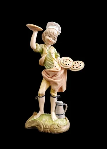 Escultura em resina italiana, representando o garoto pizzaiolo