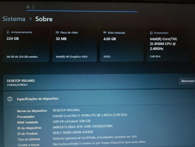 Notebokk samsung i3