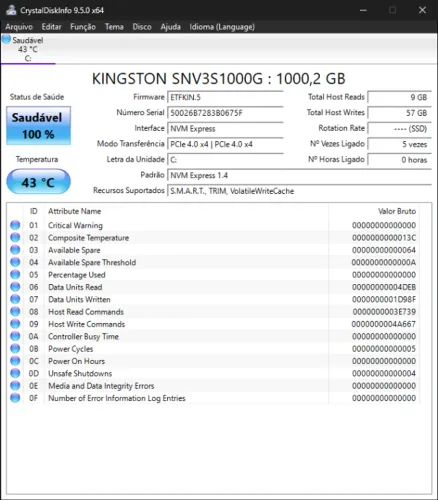 SSD NV3 NVMe 1TB somente testado