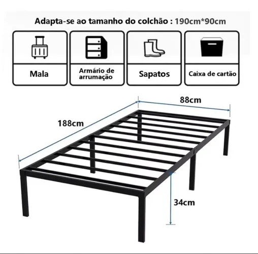 Base de ferro/cama solteiro 
