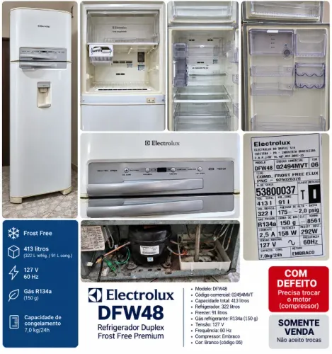 Geladeira Electrolux DFW48 Frost Free 413L - Com Defeito - Precisa Trocar Compressor