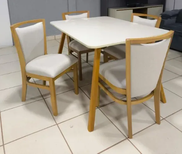 Mesa de Jantar Rubi com 4 Cadeiras Marina 120x80 - Dm Móveis