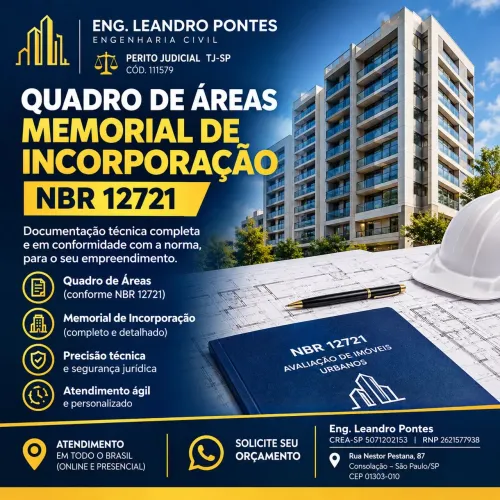 Quadro de Áreas e Memorial de Incorporação - NBR 12721 | Eng. Civil