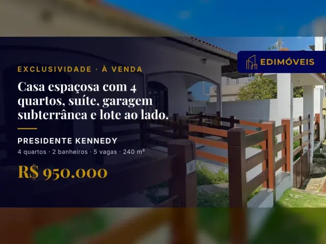 Linda casa em Presidente Kennedy: ideal para quem busca espaço e versatilidade!