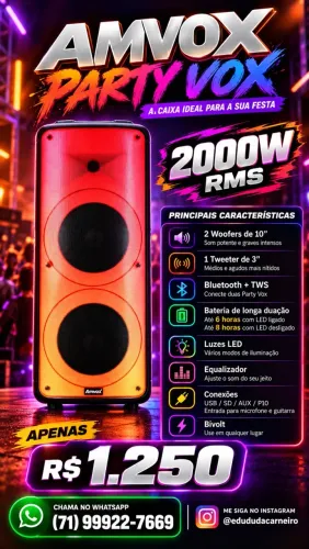 Caixa de som Amvox PartyVox 2000W