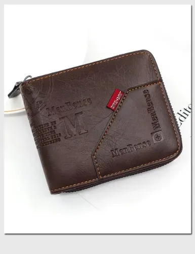 Carteira de couro Masculina negócios elegante estilo menbense design clássico café escuro