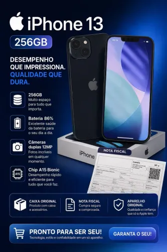 iPhone 13 256gb Bateria 86%