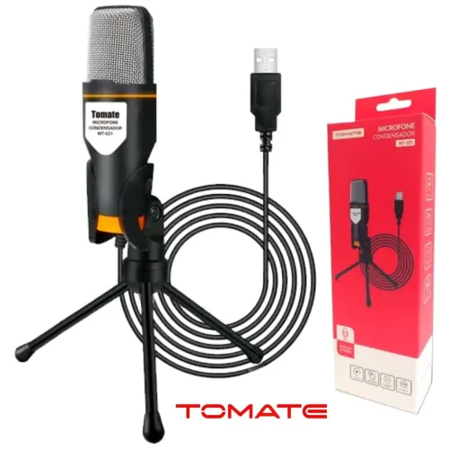 Microfone Condensador MT-020 Profissional USB P2 Com Tripé