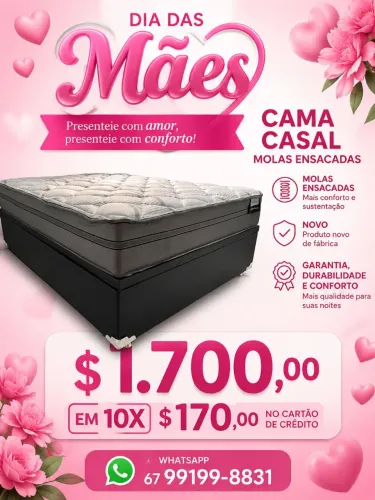 Cama casal Molas ensacadas em 10 X cartão de crédito 