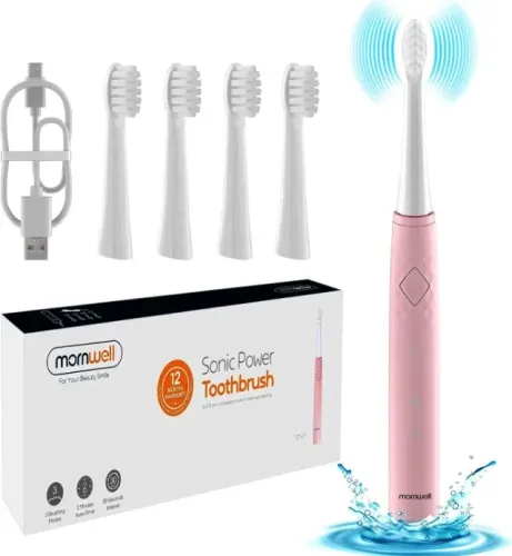 Escova de Dentes Elétrica Mornwell Sonic Toothbrushes (T27 Pink) Recarregável 