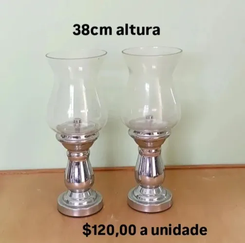 JARROS DE VIDRO COM BASE PRATA