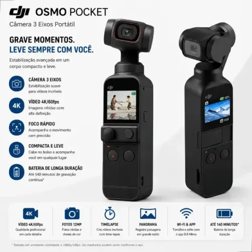 Dji Osmo Pocket 2 4k Câmera Portátil Estabilizada 3 Eixo Preta