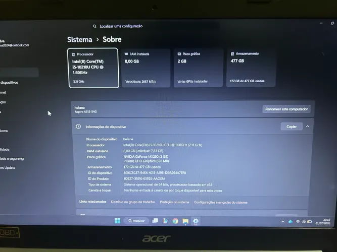 Notebook Aspire 5