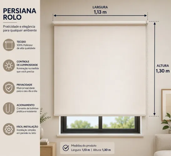 Persiana rolo tela solar 3%