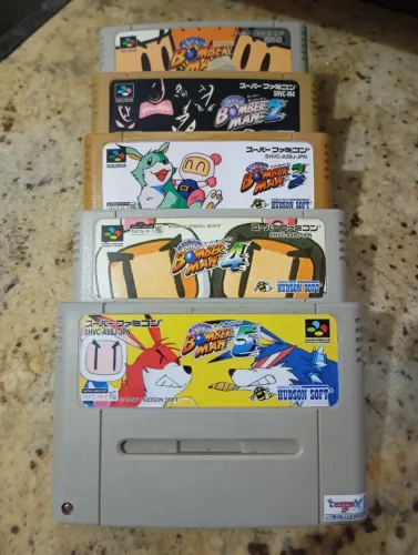 Kit Coleção Super Bomberman 1 ao 5 - Super Famicom / SNES