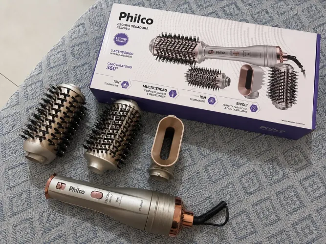 Escova Secadora Philco 1300W Bivolt + 3 Acessórios - PES26SG