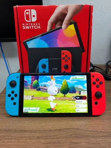 Nintendo Switch OLED Desbloqueado 128GB - Completo na Caixa + Nota Fiscal