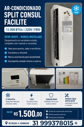 Ar-Condicionado Split Consul Facilite CBE12AB/CBH12AB 12.000 BTUs 220V 
