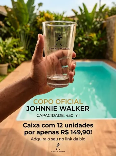 Copo Johnny Walker em vidro 450ml.